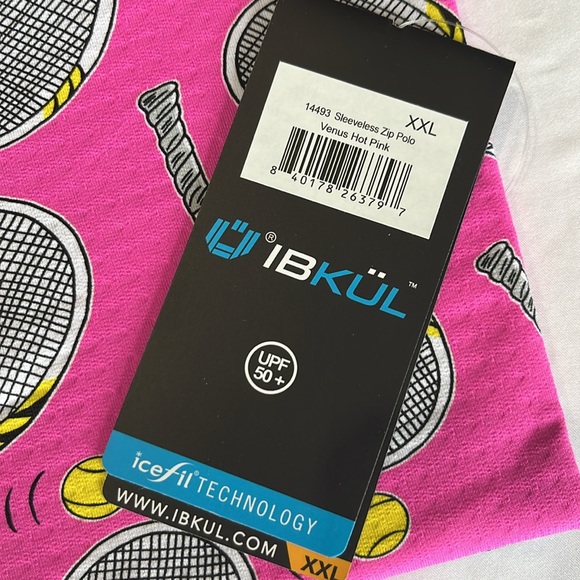 IBKUL Venus Print Sleeveless Polo Shirt Tennis BRAND NEW Hot PINK NWT - Picture 13 of 13